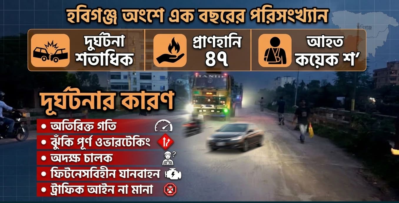ঢাকা-সিলেট মহাসড়ক: হবিগঞ্জের ৮২ কিলোমিটার যেন মৃত্যুকূপ